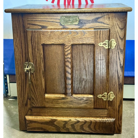 Vintage Wooden Slot Stand with Brass Hardware