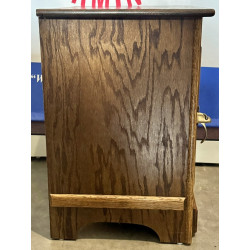 Vintage Wooden Slot Stand with Brass Hardware