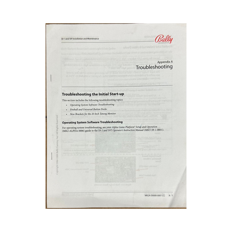Bally MK2A – S9000–001 appendix A
