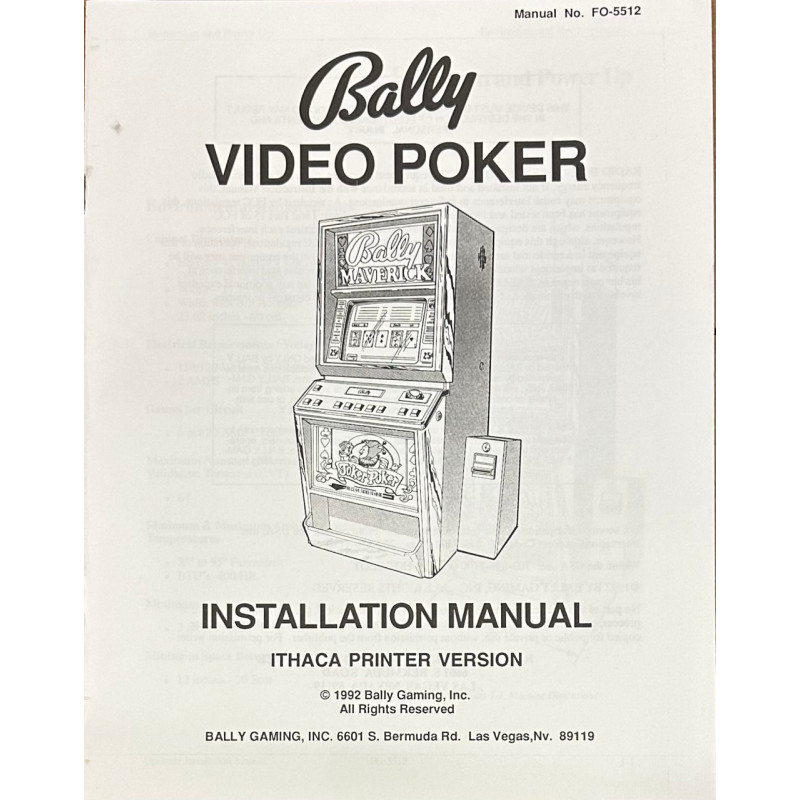 Bally video poker installation manual Ithaca printer version