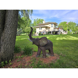 Elephant Garden Sculptures | Monumental Copper & Stone Outdoor Art Pair