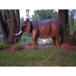 Elephant Garden Sculptures | Monumental Copper & Stone Outdoor Art Pair