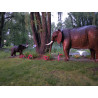 Elephant Garden Sculptures | Monumental Copper & Stone Outdoor Art Pair