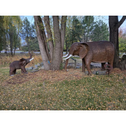 Elephant Garden Sculptures | Monumental Copper & Stone Outdoor Art Pair