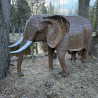 Elephant Garden Sculptures | Monumental Copper & Stone Outdoor Art Pair