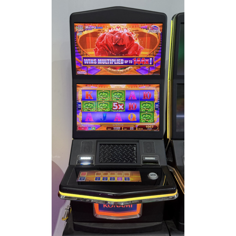Konami Concerto Sparkling Rose Slot Machine with Dual Screens and LED Cabinet Accent Lighting